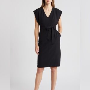 Eliza J Black Midi Dress with V-Neck